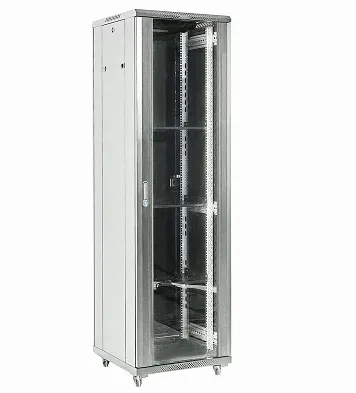 Напольный шкаф 19" 42U 600×600×2054 (ШxГxВ), дверь стекло, металлическая задняя дверь, боковые съемные стенки, RAL 7035 REXANT