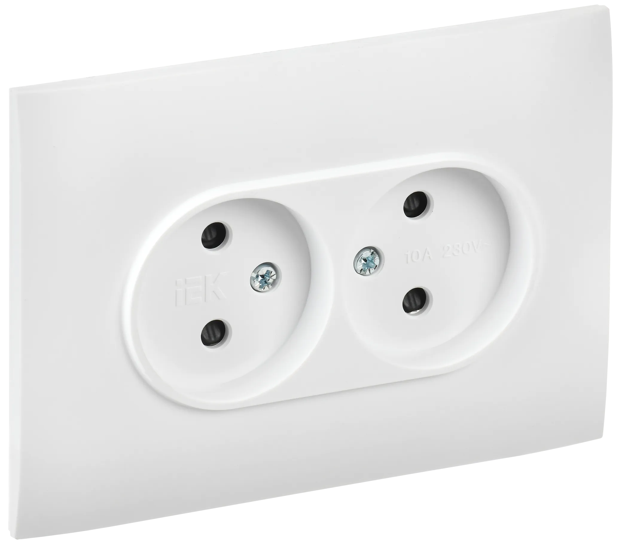 SKANDY Розетка 2-местная без заземления с защитными шторками 10А в сборе SK-R09W арктический белый IEK