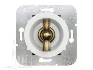 Выключатель проходной, скрыт,уст,, цвет - белый/бронза Лахта "СенатЪ" GE35404-0136
