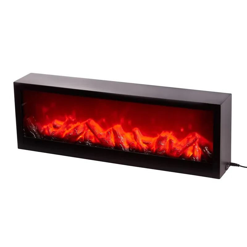 Светодиодный камин Хайтек с эффектом живого огня 60х10х20 см, батарейки 3хС (не в комплекте) или от USB (в комплекте) - Фото 3