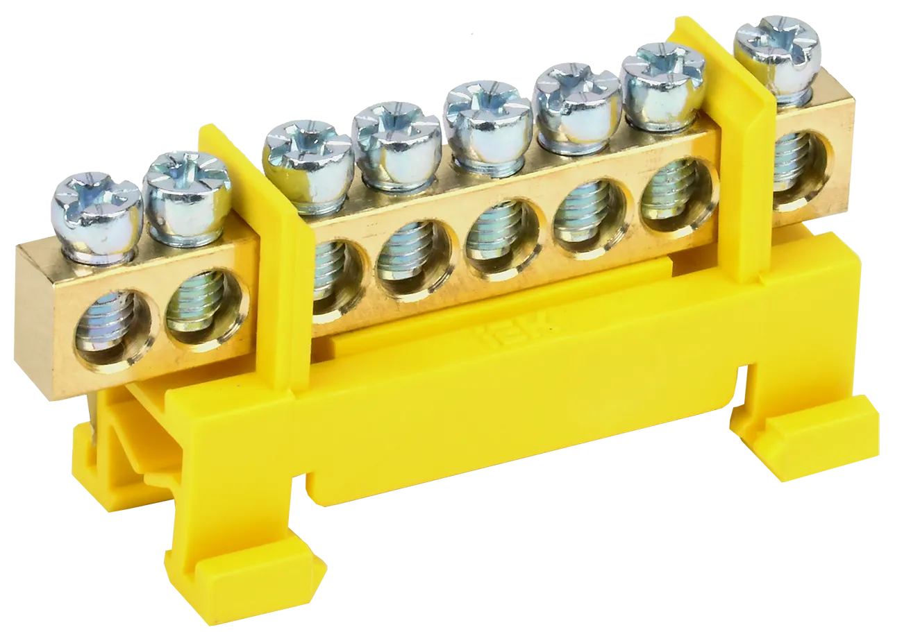 Шина PE "земля" на DIN-изоляторе типа "Стойка" ШНИ-6х9-8-С-Ж IEK