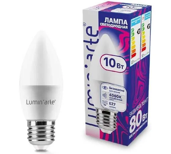 Светодиодная лампа Luminarte LSTD-C37-10W4KE27 10Вт 4000K E27