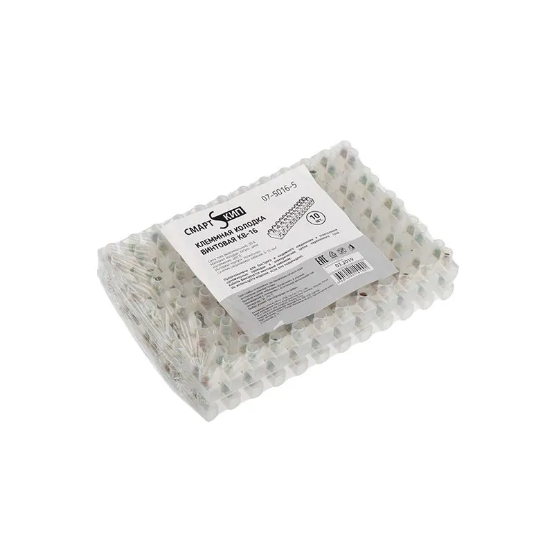 Клеммная колодка винтовая KВ-16 (6-16 мм²), ток 30 A полиэтилен белый (ЗВИ) СМАРТКИП - Фото 2