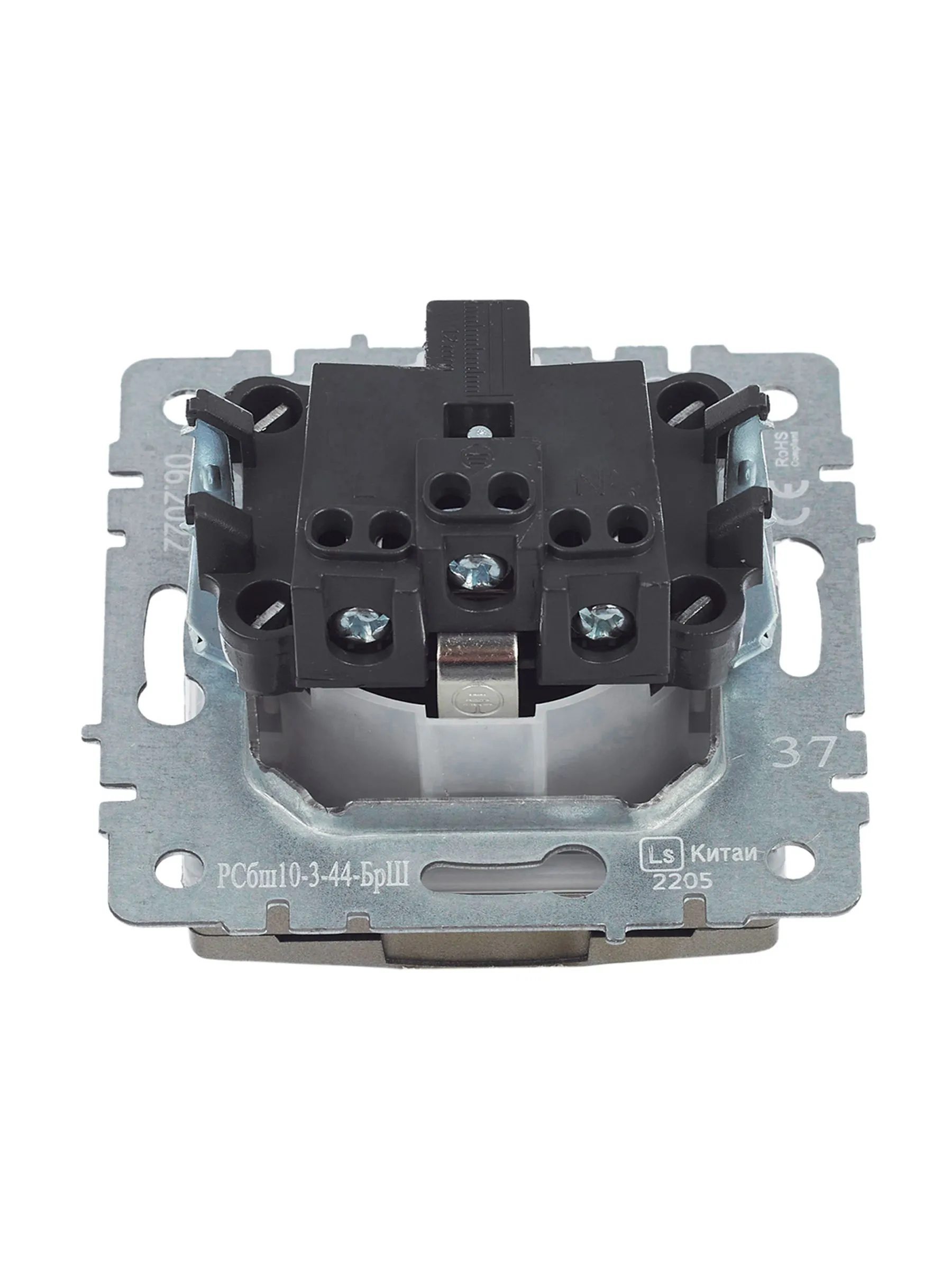 BRITE Розетка 1-местная с заземлением с защитными шторками и крышкой 16А IP44 РСбш10-3-44-БрШ шампань IEK - Фото 6