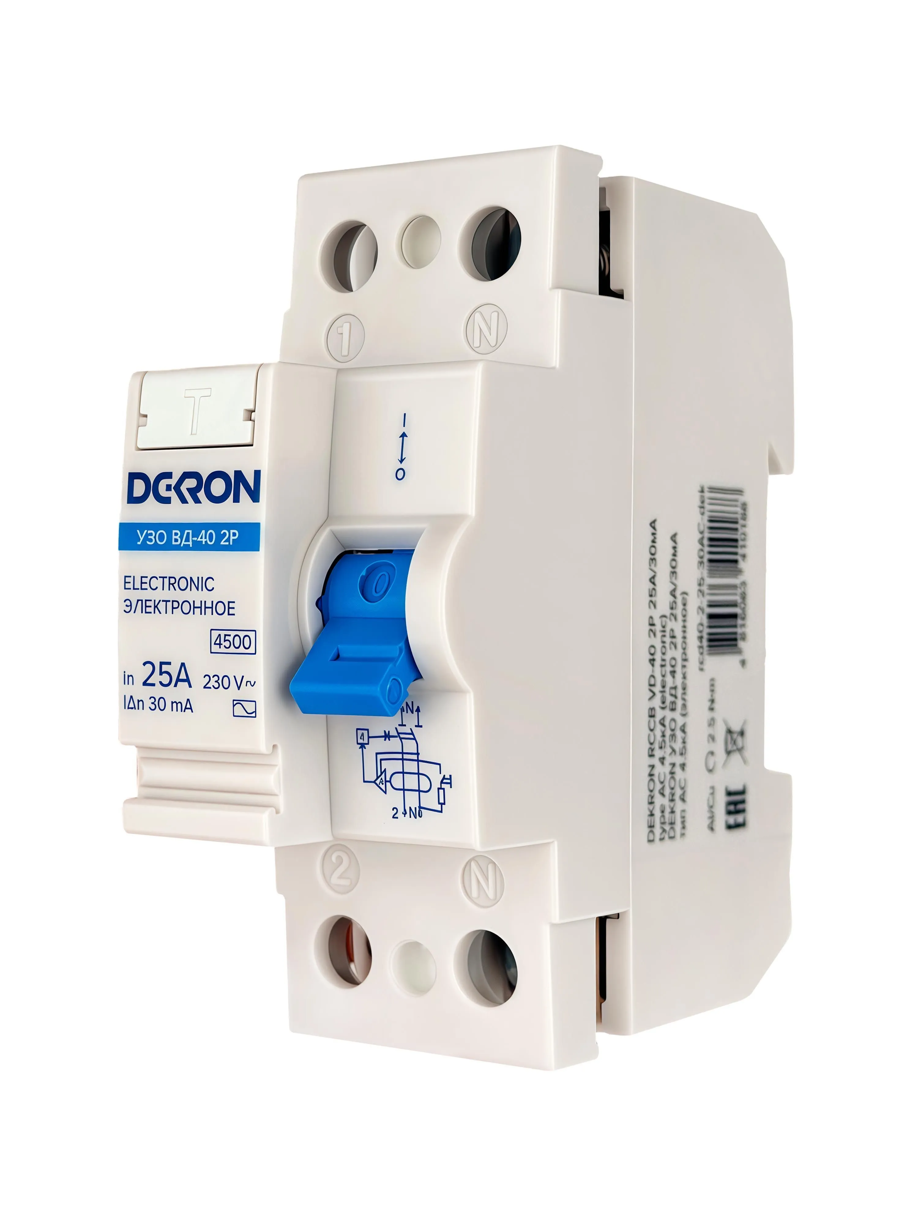 Устройства защитного отключения УЗО ВД-40 2P 25А/30мА тип АС 4.5кА - Фото 2