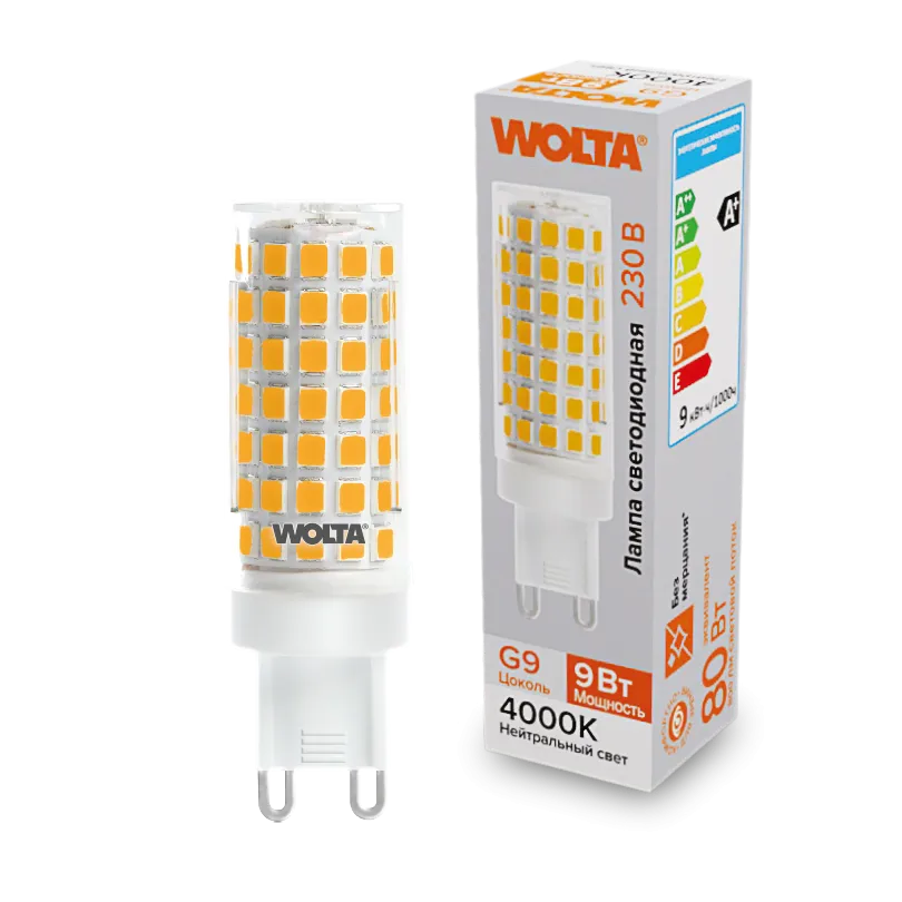 Светодиодная лампа WOLTA WSTD-JCD-9W4KG9-C 9Вт 4000K G9
