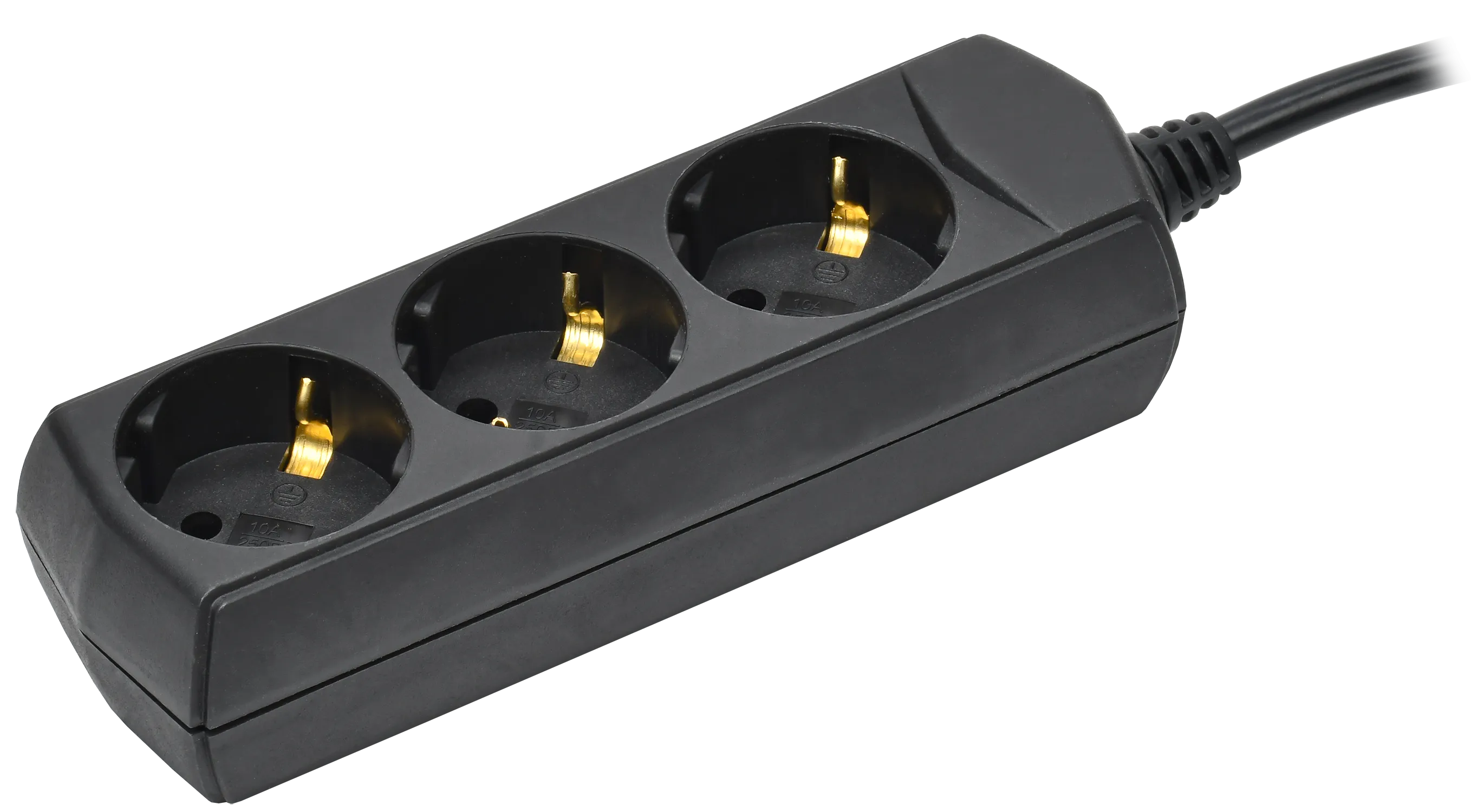 Удлинитель У03 3 места с заземлением 3м 3х1мм2 10А/250В черный GENERICA