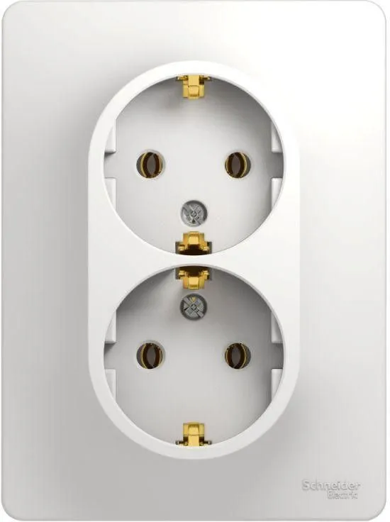 Розетка 2-м СП Glossa 16А IP20 с заземл. в сборе бел. SE GSL000124