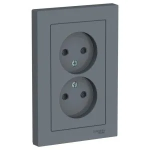 Розетка 2-м СП AtlasDesign 16А IP20 без заземл. защ. шторки в сборе грифель SE ATN000722 1240402