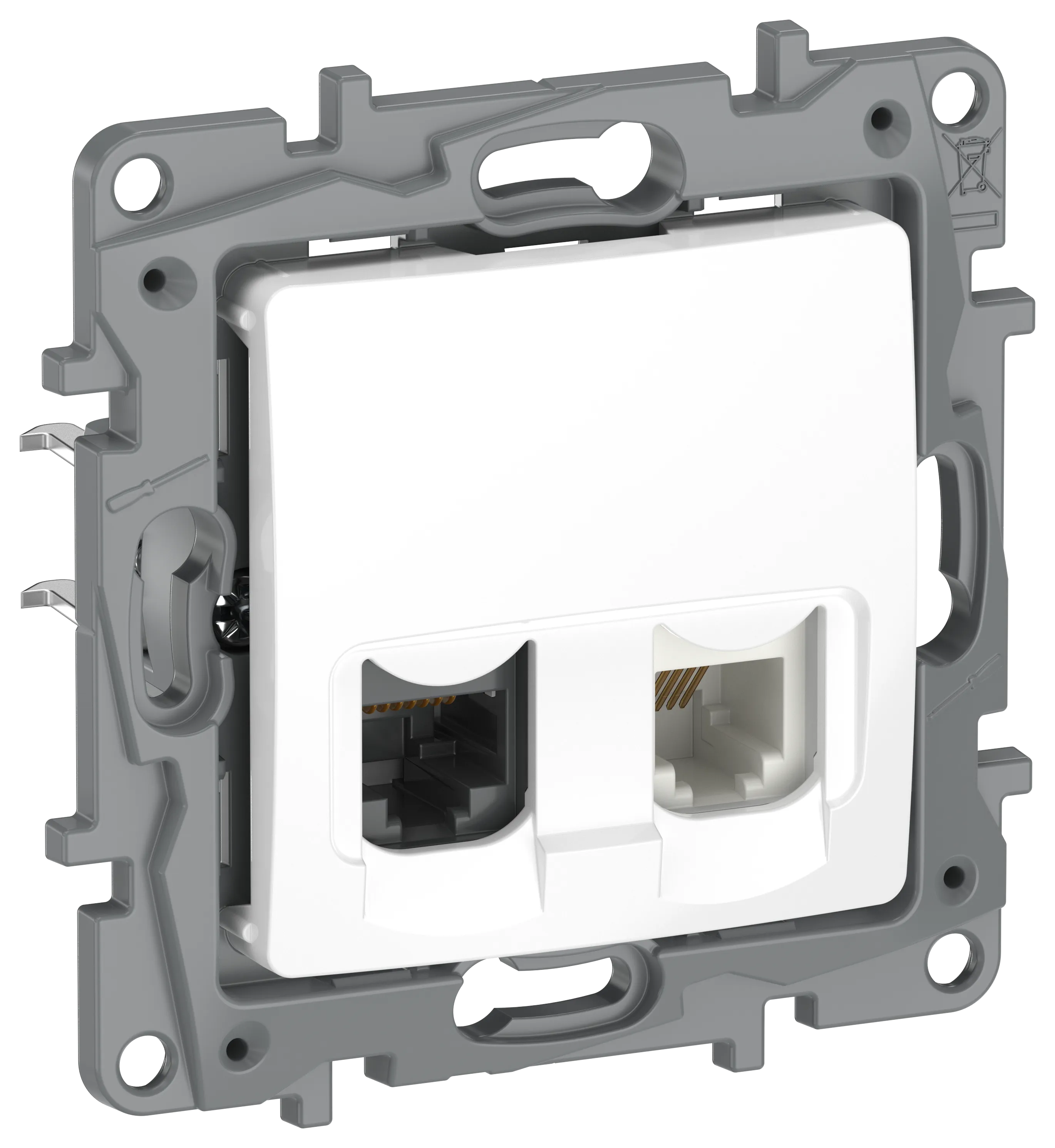 ETIKA Розетка двойная RJ11+RJ45 кат.5E UTP белый 672252