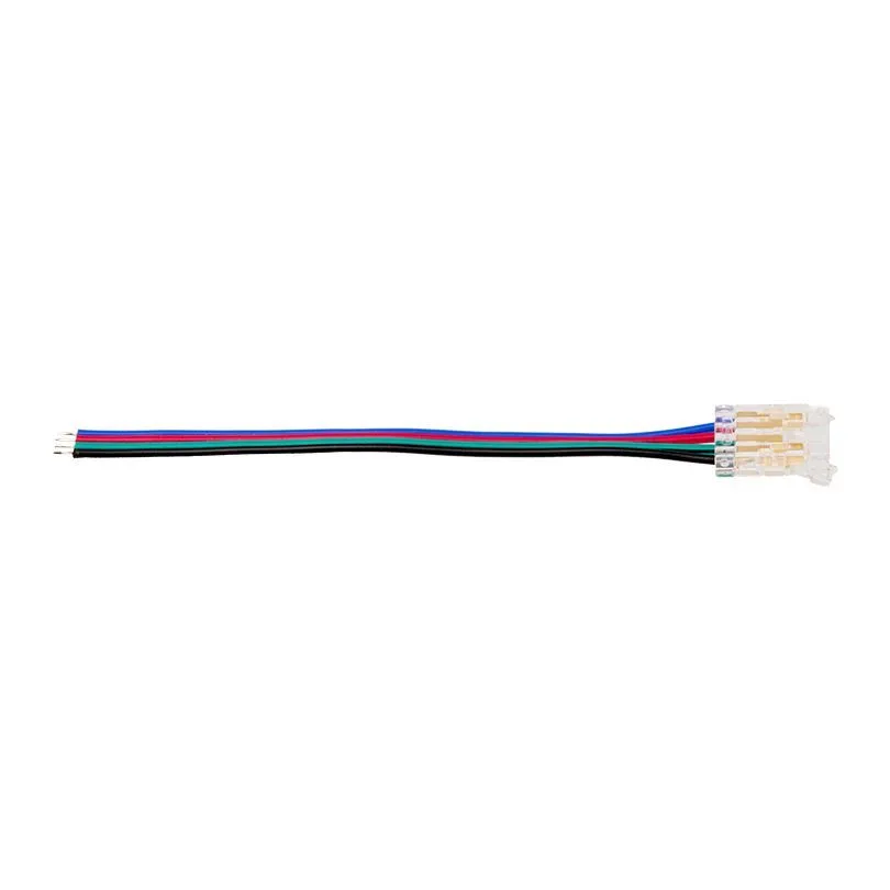Коннектор WOLTA WLS-4PIN-RGB-10MM-1 выводной для ленты SMD RGB шириной 10мм, провод 10см. Цена за 1 шт., мин. кратность 3 шт. WLS-4PIN-RGB-10MM-1