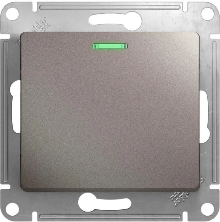 Выключатель 1-кл. СП Glossa 10А IP20 (сх. 1а) 10AX с подсветкой механизм платина SE GSL001213