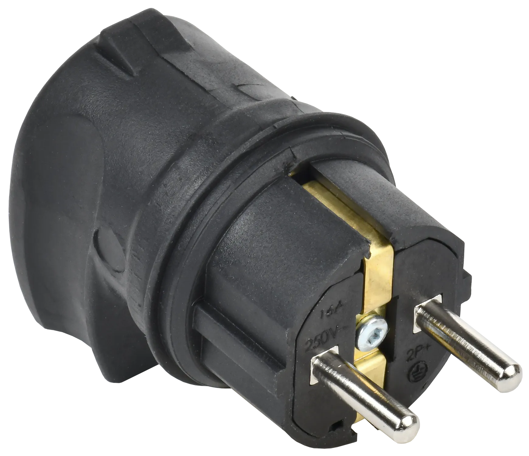 Вилка с боковым вводом 16А IP44 каучук черная GENERICA EVK21-016-01-44-K02-G