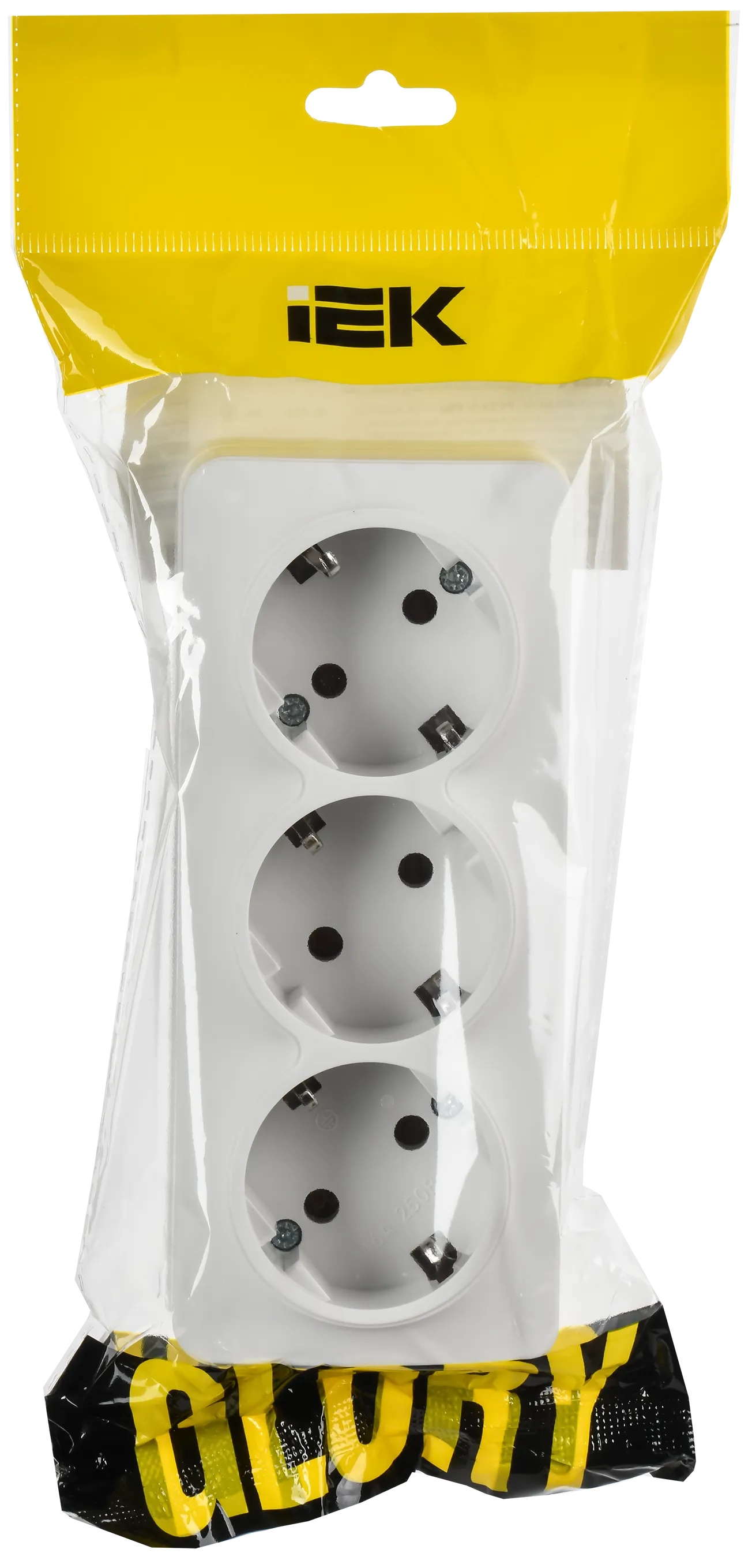 GLORY Розетка 3-местная для открытой установки с заземлением без защитных шторок 16А РС23-3-ХБм белый матовый IEK - Фото 2