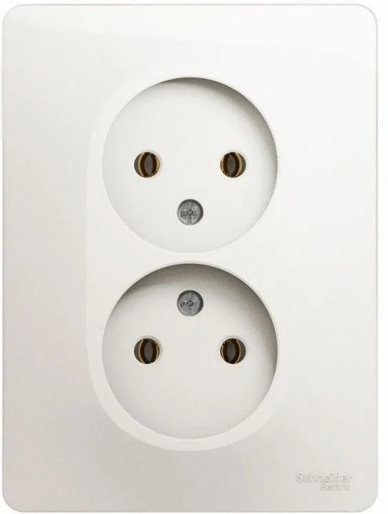 Розетка 2-м СП Glossa 16А IP20 250В без заземл. в сборе перламутр. SE GSL000620