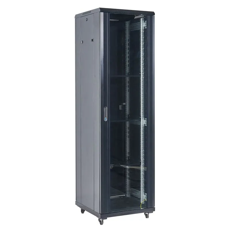 Шкаф телекоммуникационный напольный 19" 42U 800×800мм, дверь стекло, разборный, серый (RAL 7035) REXANT 04-4288-211