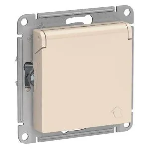 Розетка 1-м СП AtlasDesign 16А IP20 с заземл. защ. шторки с крышкой механизм беж. SE ATN000246 1240200