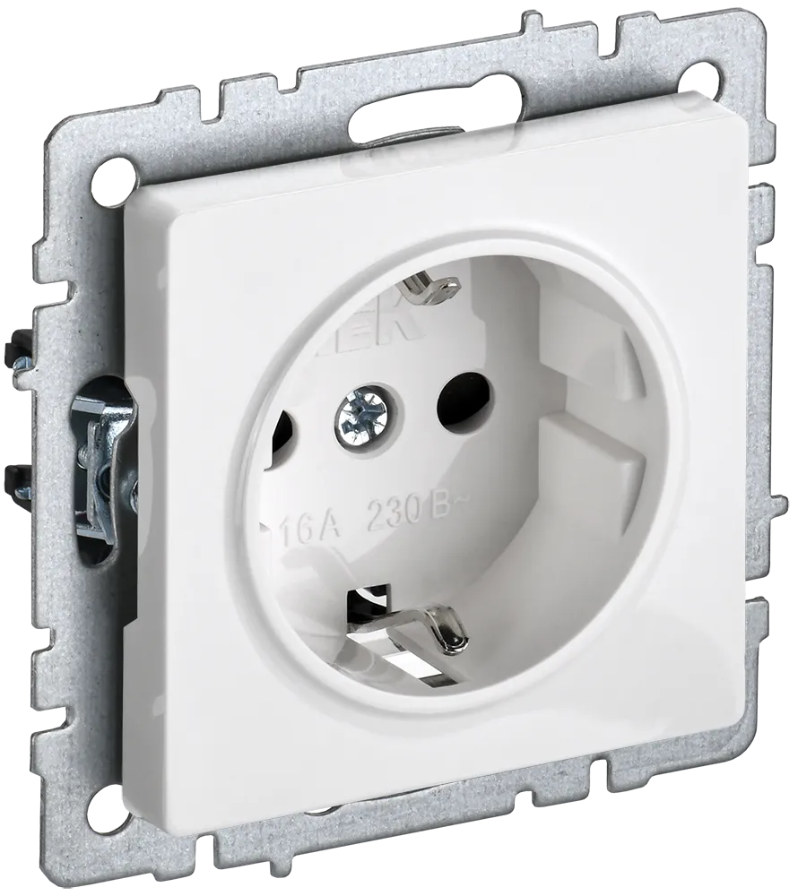 BRITE Розетка 1-местная с заземлением без защитных шторок 16А РС11-1-0-БрБ белый IEK