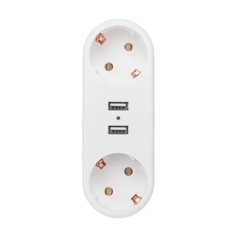 Двойник электрический линейный 16А с/з + 2 USB-порта, 2,4 А, белый REXANT - Фото 2