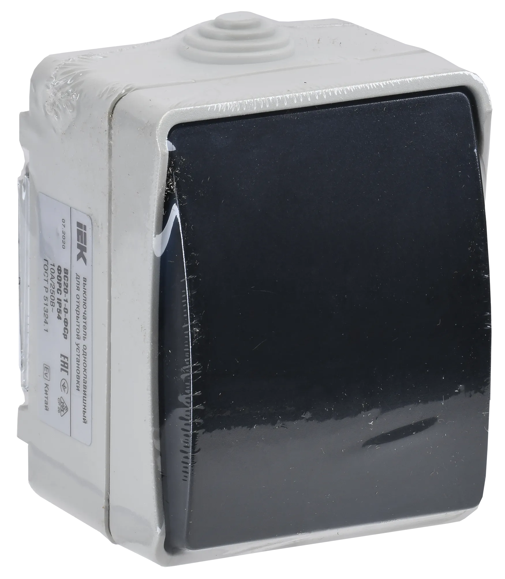 FORS Выключатель 1-клавишный проходной для открытой установки 10А IP54 ВС20-1-0-ФСр серый IEK - Фото 2