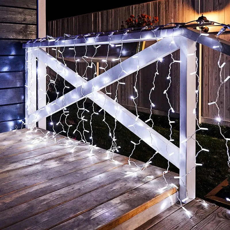 Гирлянда светодиодная Занавес 2х1,5м 192 LED БЕЛЫЙ прозрачный ПВХ IP65 постоянное свечение 230В блок в комплекте NEON-NIGHT - Фото 3