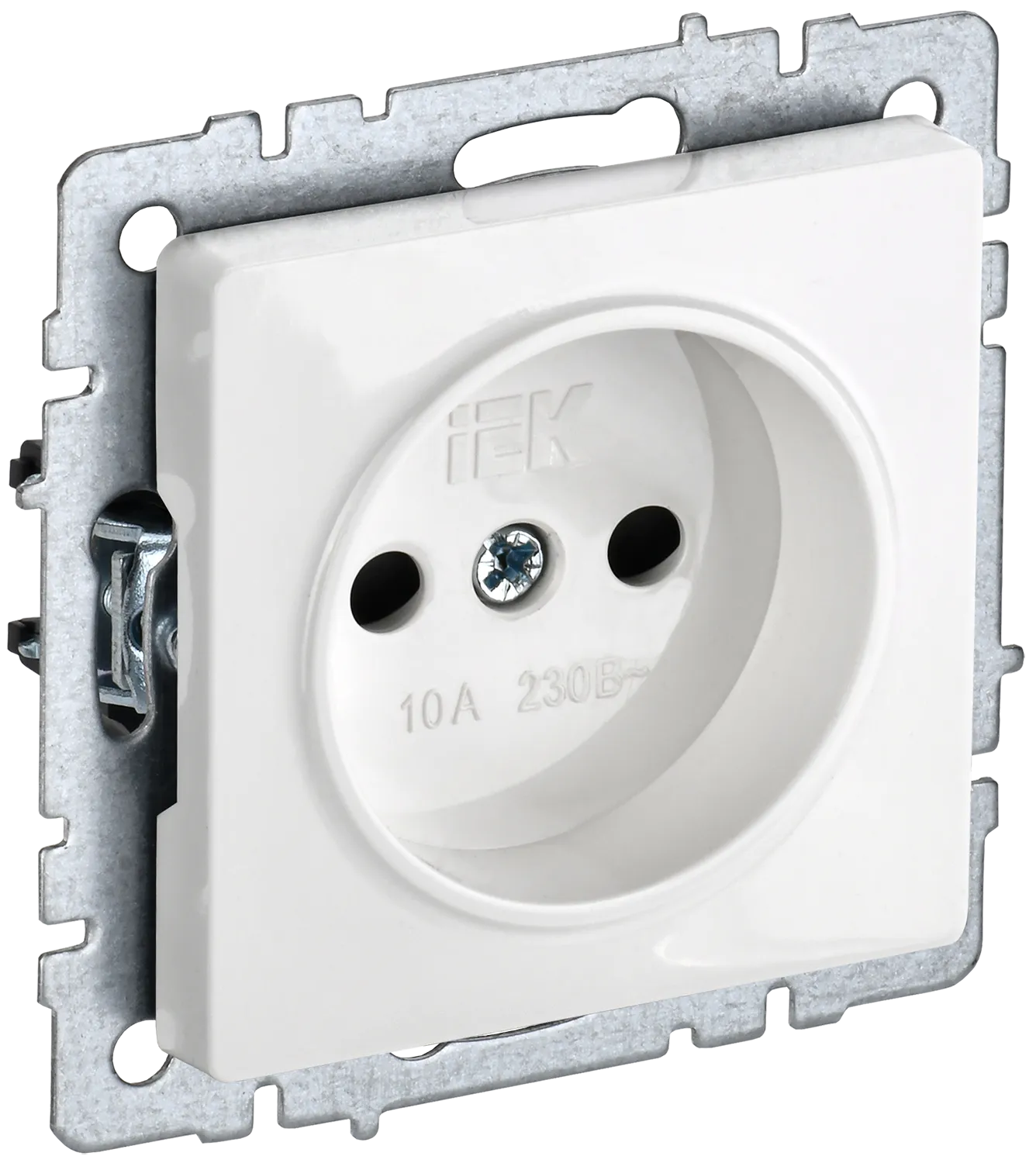 BRITE Розетка 1-местная без заземления с защитными шторками 10А РСш10-2-БрБ белый IEK BR-R13-10-K01