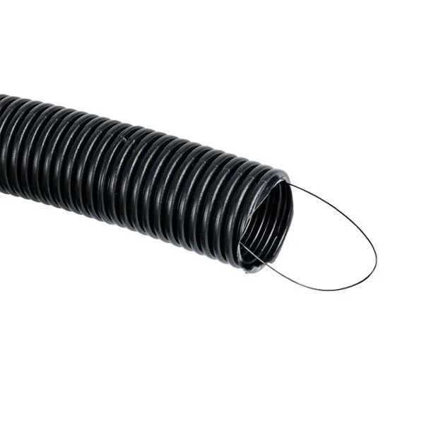 Труба гофр. негорючая безгалог. FRHF с протяжкой d40 мм (25 м) черн. EKF-Plast