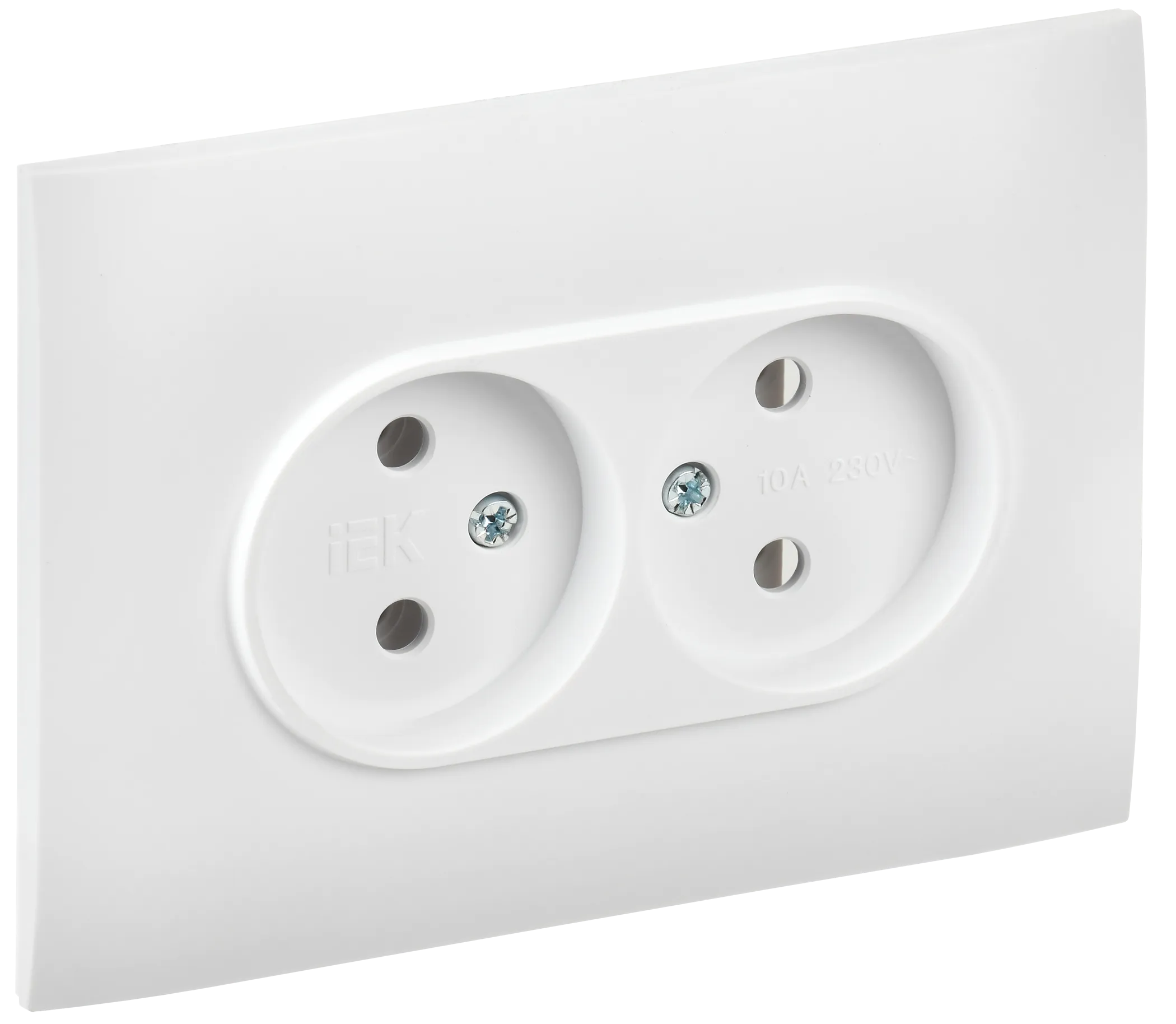 SKANDY Розетка 2-местная без заземления без защитных шторок 10А в сборе SK-R10W арктический белый IEK