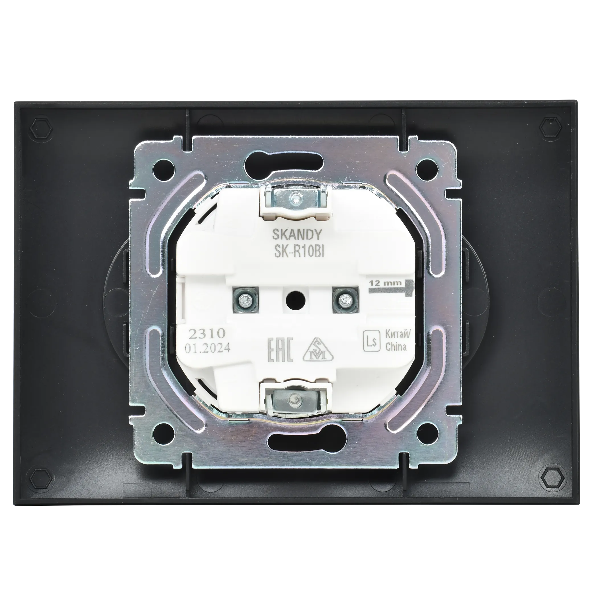 SKANDY Розетка 2-местная без заземления без защитных шторок 10А в сборе SK-R10Bl черный IEK - Фото 5