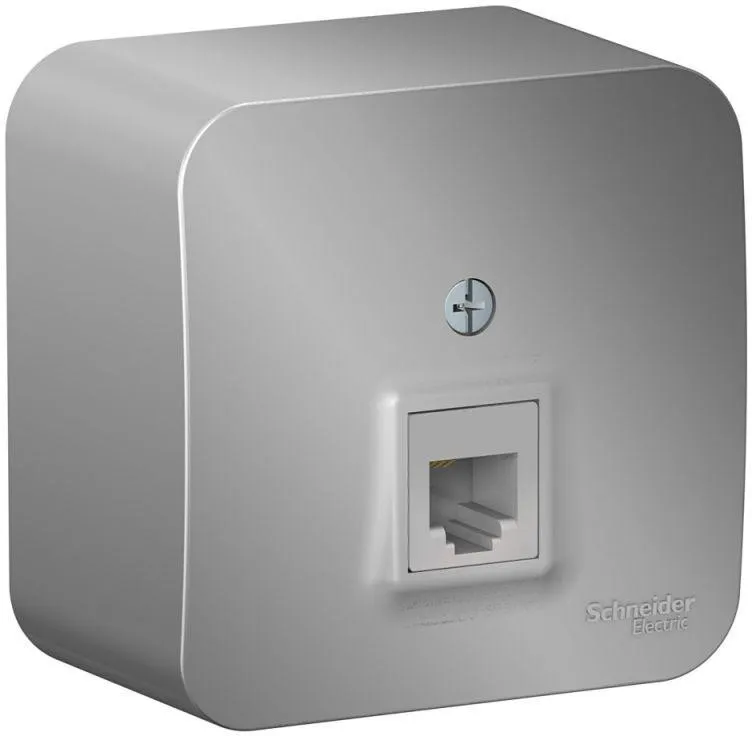 Розетка телефонная 1-м ОП Blanca RJ11 с изолир. пластиной алюм. SE BLNIA011003