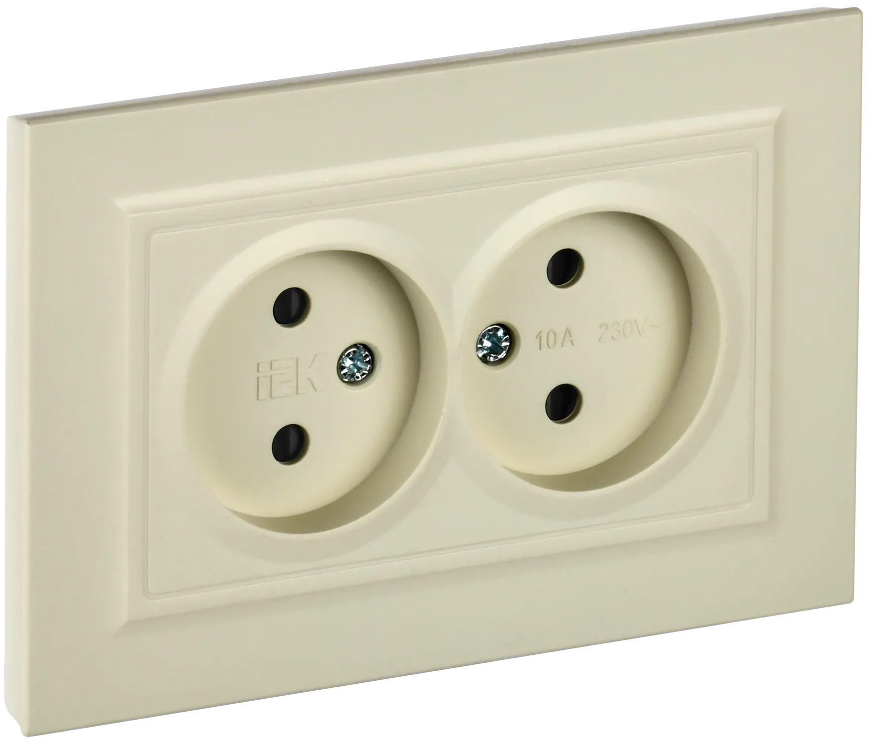 BRITE Розетка 2-местная без заземления с защитными шторками 10А в сборе РСш12-2-БрКр бежевый IEK