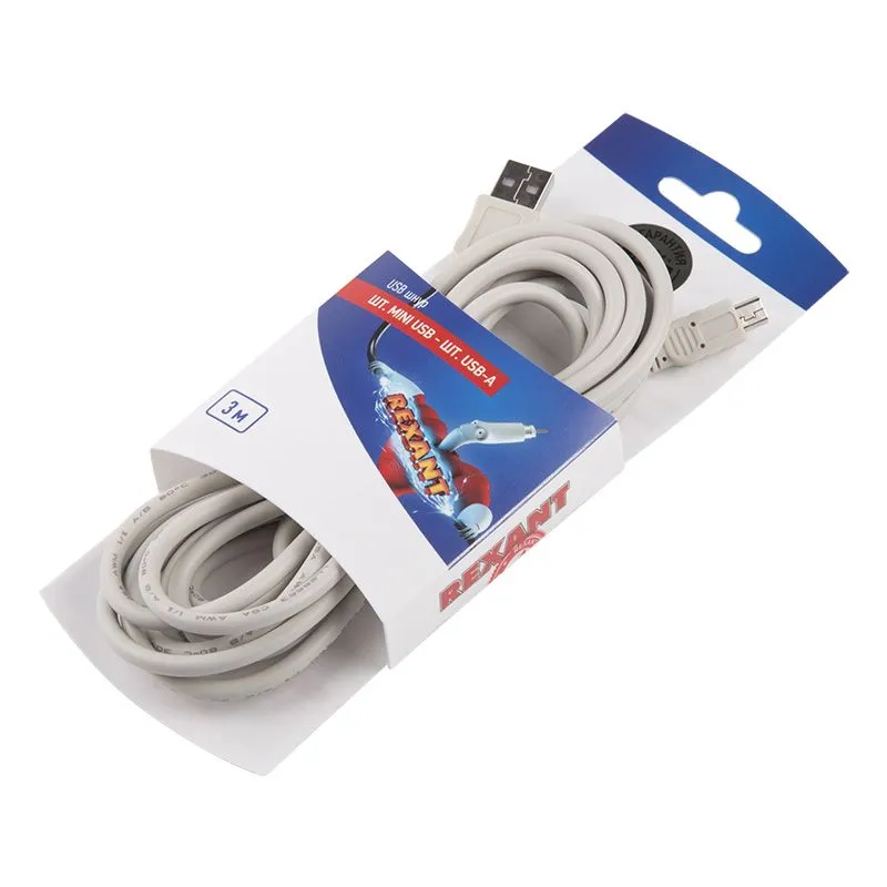 Шнур  шт. mini USB - шт. USB-A 3M  REXANT - Фото 2