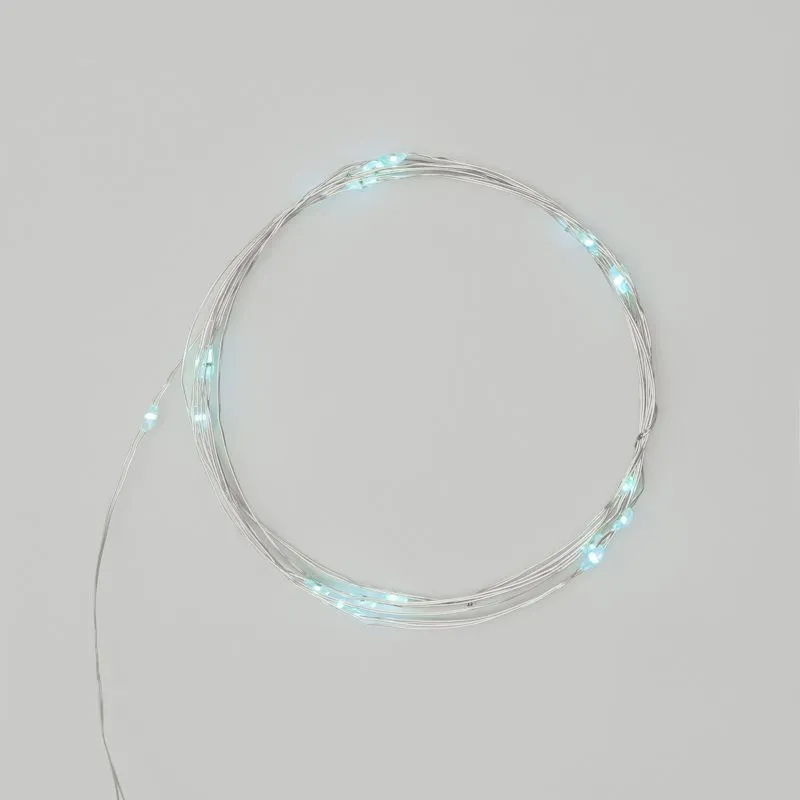 Гирлянда светодиодная Роса 2м, 20LED, БИРЮЗОВЫЙ, IP20, тонкий батарейный блок, 2хCR2032 в комплекте NEON-NIGHT 303-004