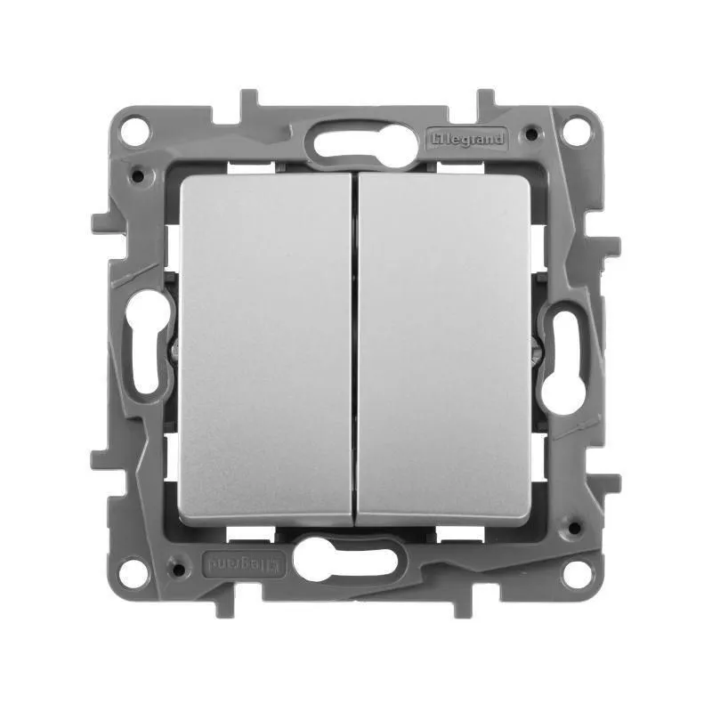 ETIKA Выключатель 2-клавишный схема 5 10АХ безвинтовые зажимы алюминий