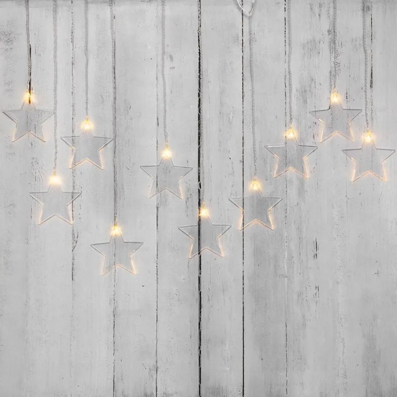 Гирлянда светодиодная Звезды 1,5х0,6 м, прозрачный провод, теплый белый свет свечения NEON-NIGHT 303-030