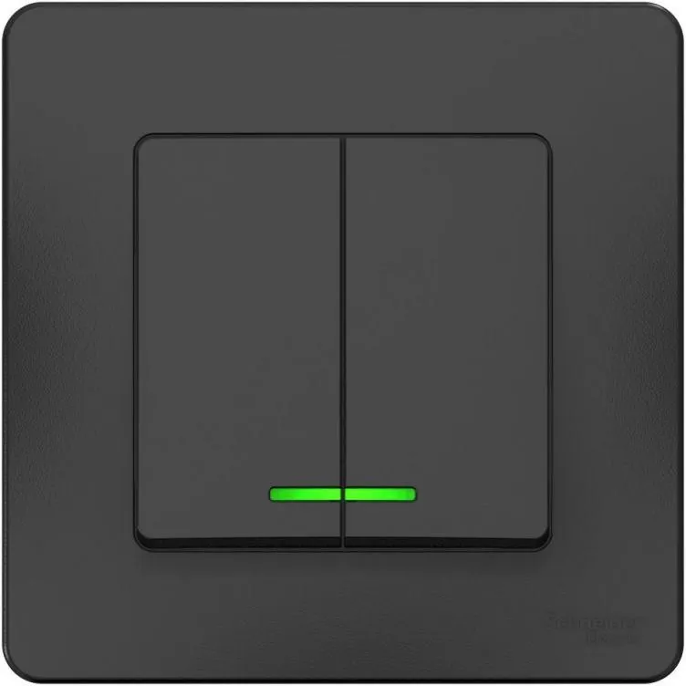 Выключатель 2-кл. СП Blanca 10А IP20 (сх. 5) 250В с подсветкой антрацит SE BLNVS010516 - Фото 3