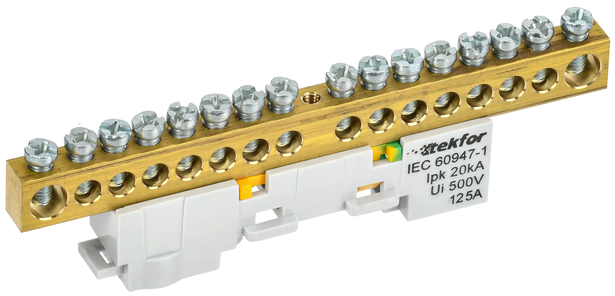 TEKFOR Шина PE "земля" неизолированная на универсальном держателе 8х12-16-Ж IEK TF-NN20-16-DL-K05