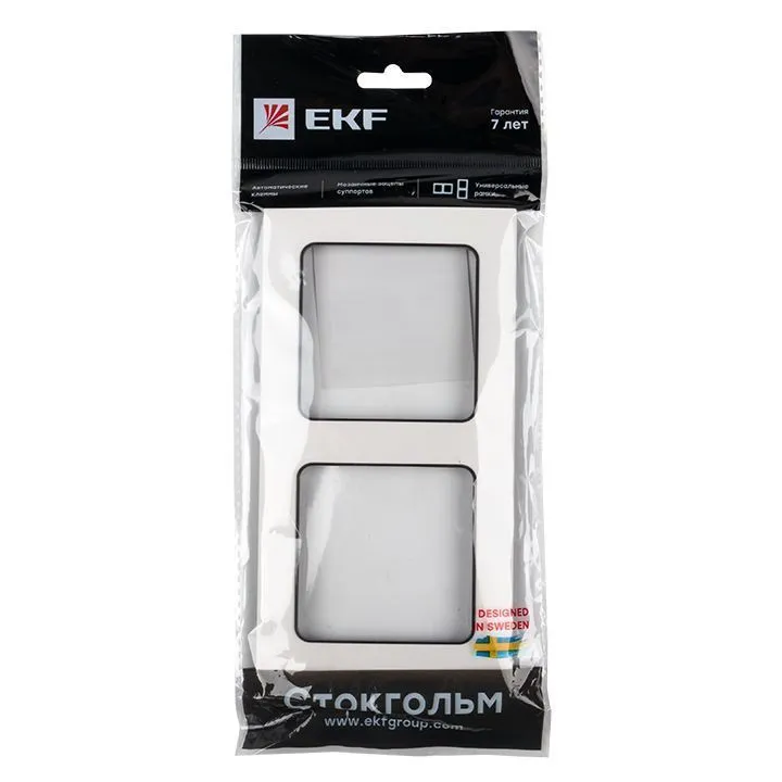 Стокгольм Рамка 2-местная белая с линией цвета черный EKF - Фото 4