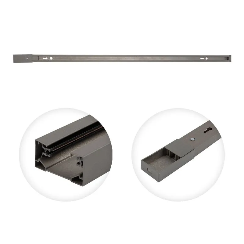 Шинопровод однофазный с кабельным вводом и заглушкой для трековых светильников 1м серый REXANT - Фото 2