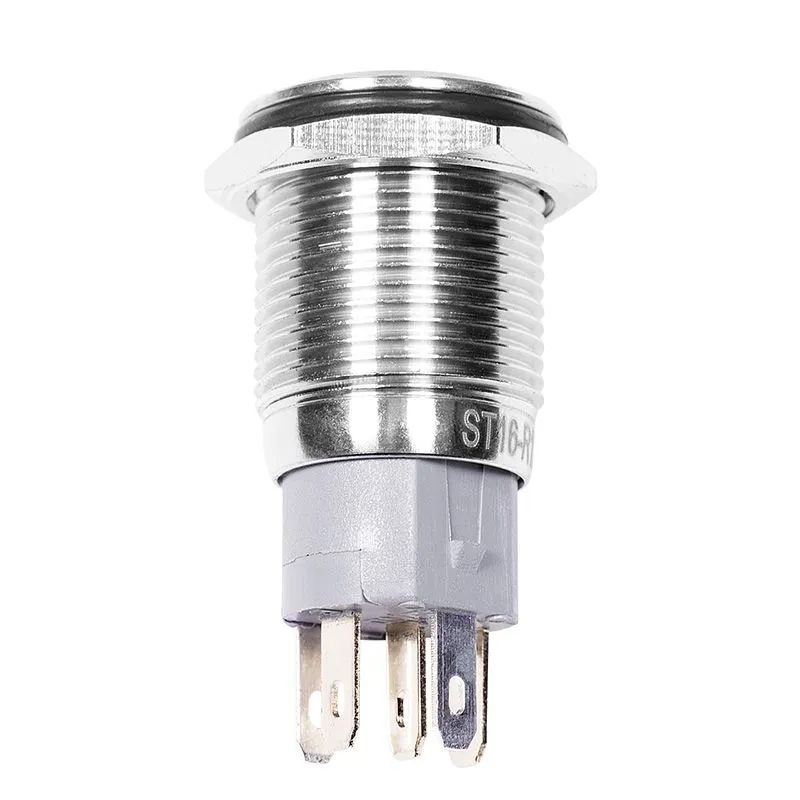 Кнопка антивандальная Ø16 12В(LED) Б/Фикс (5с) OFF-(ON)/ON-(OFF) плоская подсв/синяя POWER (A-16-F5) - Фото 2