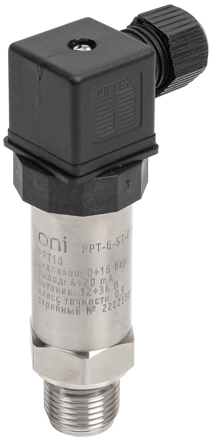 Преобразователь избыточного давления PPT10 0,5% 0-16Бар 4-20мА G1/2 DIN43650 ONI PPT-G-ST-016-4-20-2-2