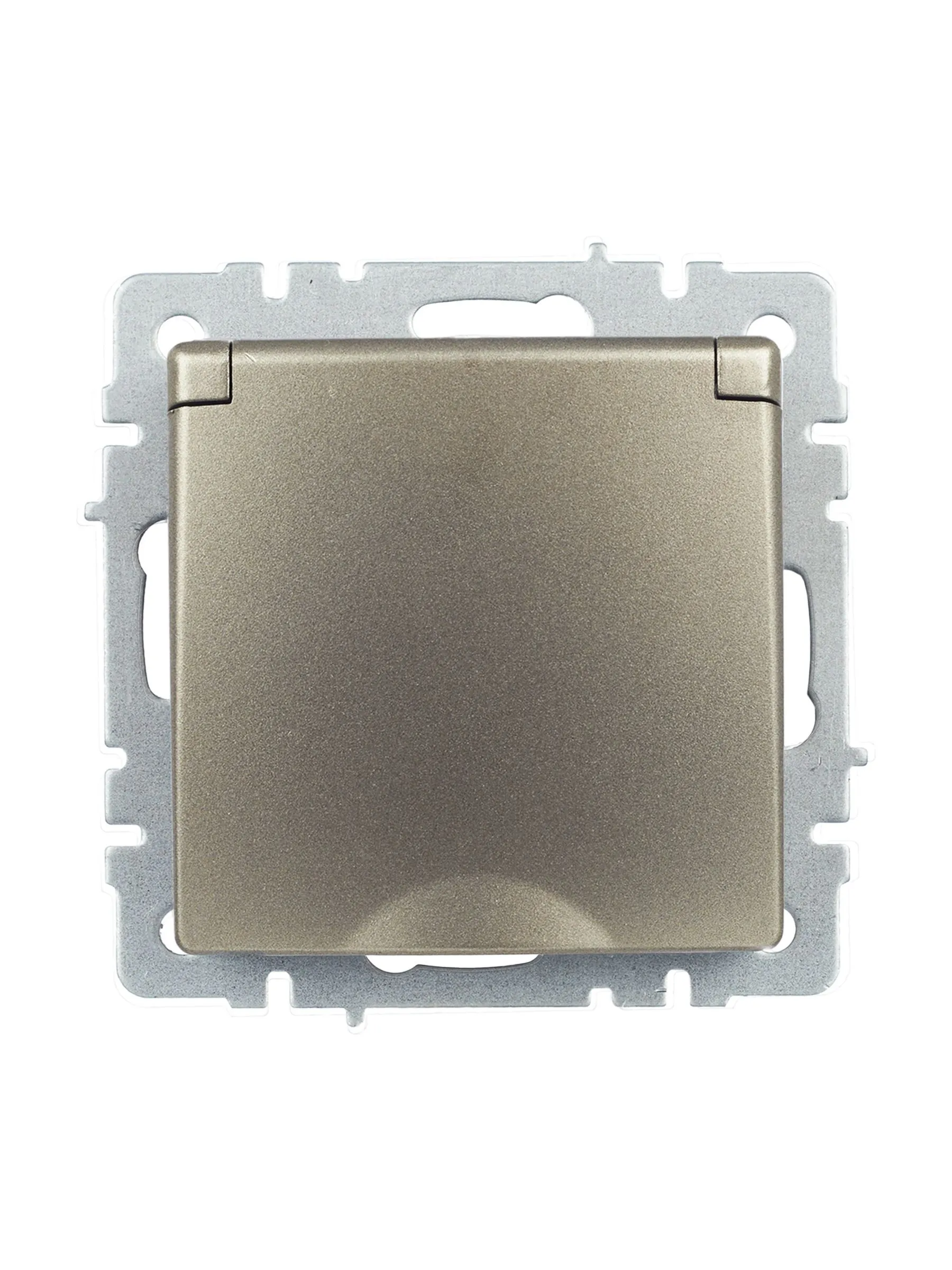 BRITE Розетка 1-местная с заземлением с защитными шторками и крышкой 16А IP20 РСбш10-3-БрШ шампань IEK - Фото 5