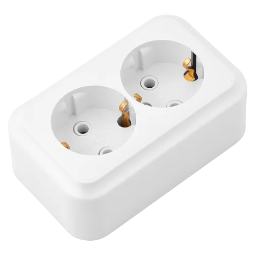 Розетка двухместная с заземляющим контактом открытой установки РА16-250 - Фото 2