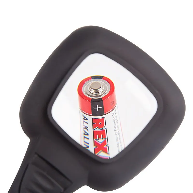 Лупа ручная, увеличение 4х, квадратная 50х40мм, с подсветкой 6LED, черная REXANT - Фото 2