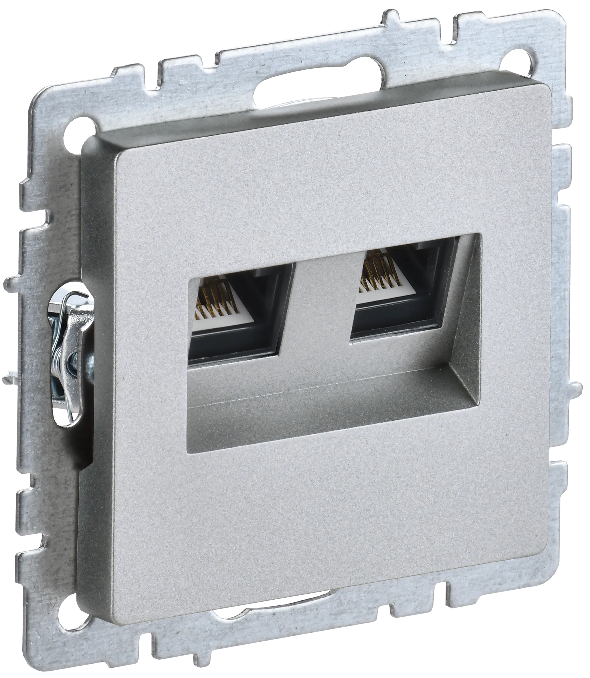 BRITE Розетка компьютерная двойная RJ45 кат.6 РК11-2-БрА алюминий IEK