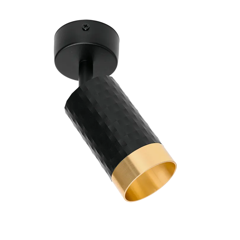 Накладной светильник WOLTA WSL-GU10/S10BG IP20 под лампу GU10 Чёрный/золото CELLA D60x170 1/50 - Фото 5