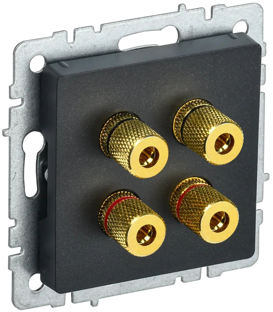 BRITE Аудиорозетка 4-местная РА10-БрЧ черный IEK BR-S40-K02