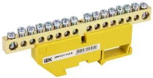 Шина PE "земля" на DIN-изол ШНИ-8х12-16-Д-Ж IEK YNN10-812-16D-K05