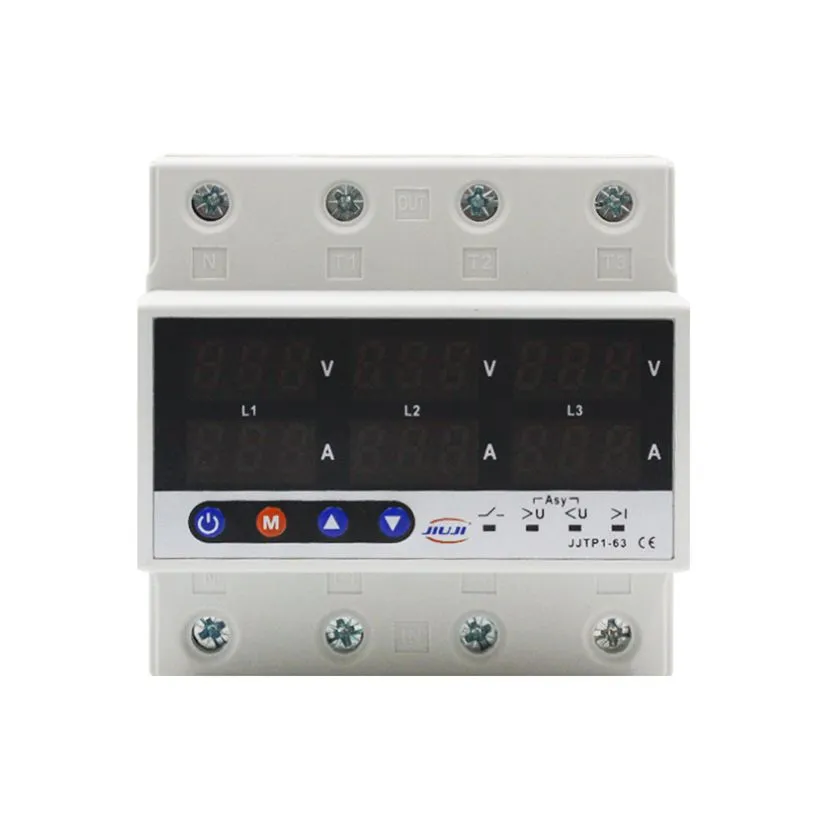 Трехфазное реле напряжения и тока с дисплеем 63A