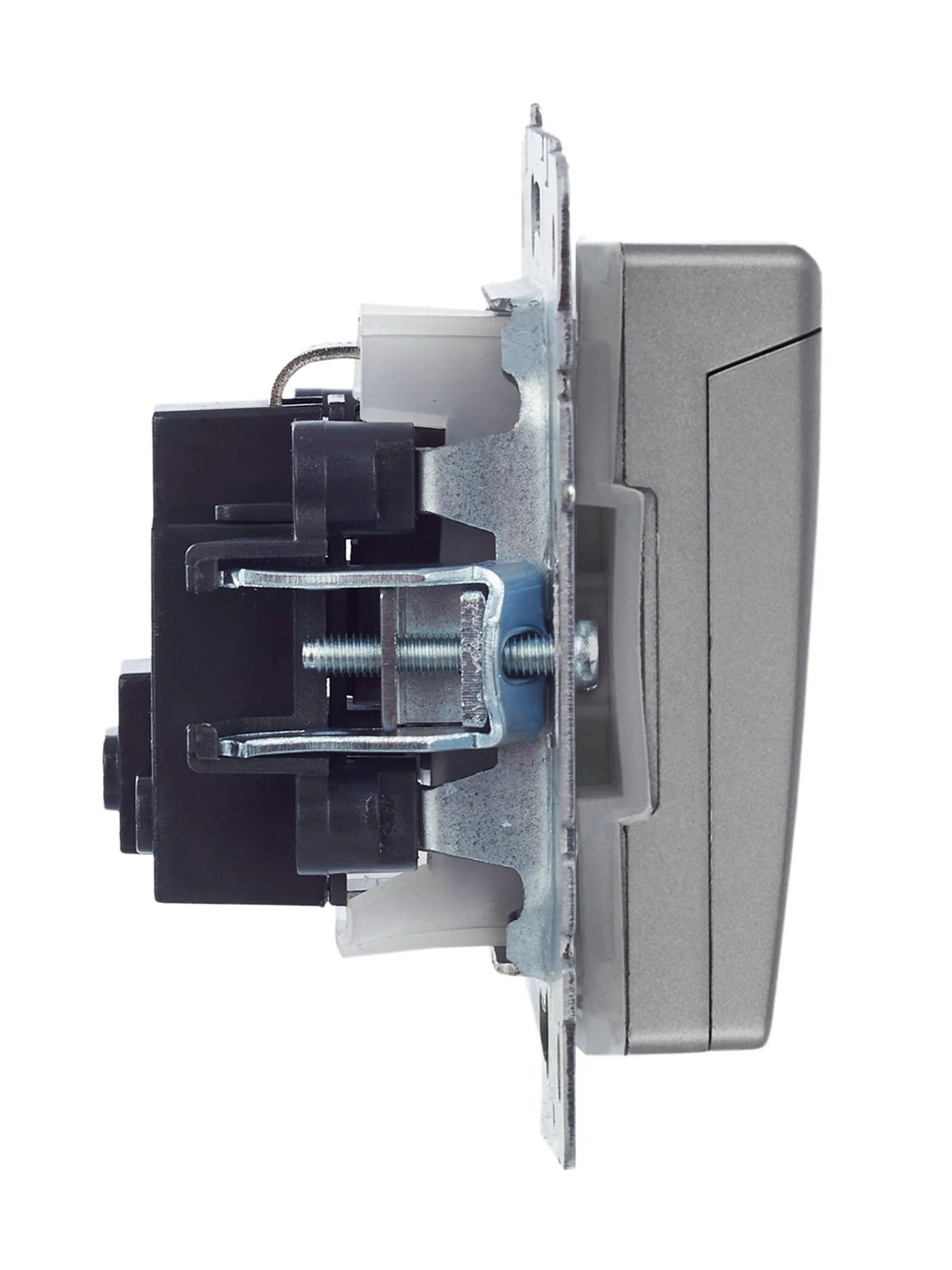 BRITE Розетка 1-местная с заземлением с защитными шторками и крышкой 16А IP44 РСбш10-3-44-БрС сталь IEK - Фото 5